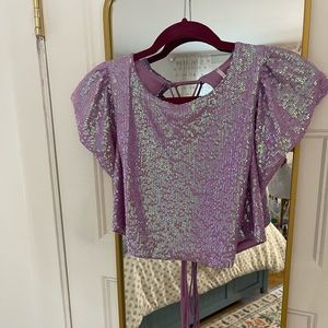 Free People Sequin Tie Back Top